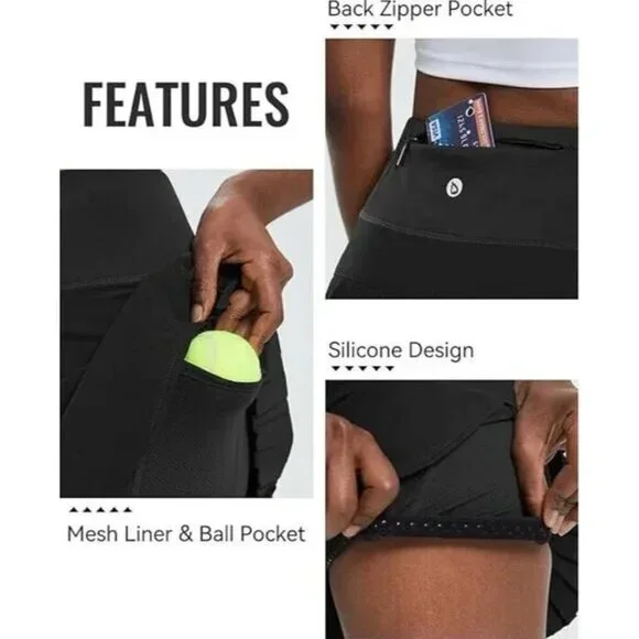 Women's XS Baleaf Pleated Athletic Skirt/Skort in Peach Pleated High Waist - Picture 8 of 8